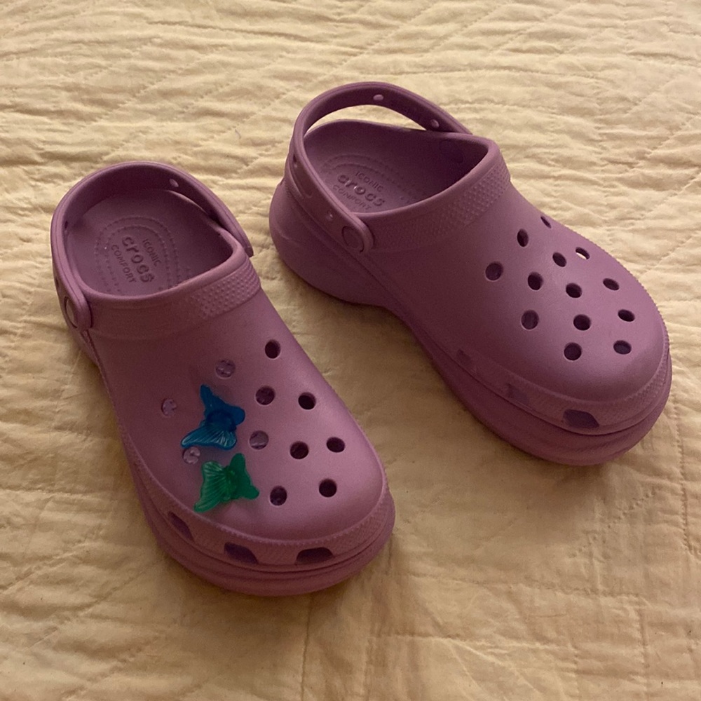 Purple Platform Crocs